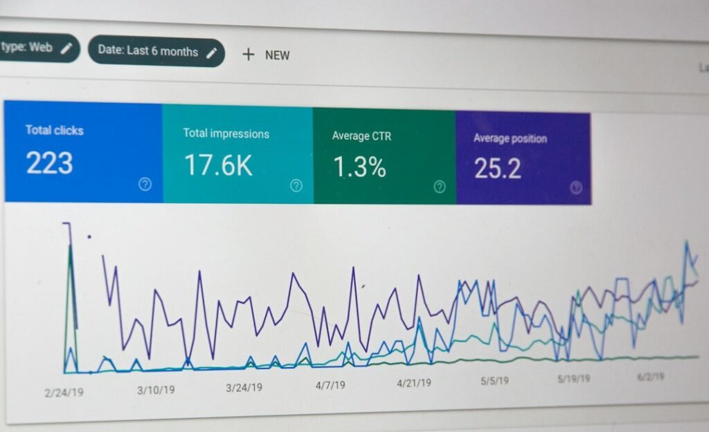 Laptop showing website analytics for an SEO audit
